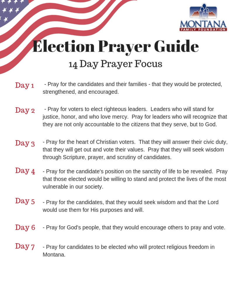 14 Day Election Prayer Guide Montana Family Foundation